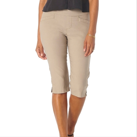 Ruby Rd. PULL ON STRETCH CAPRIS, Sz 4P, BEIGE, RAYON/NYLON/SPANDEX - Picture 1 of 9